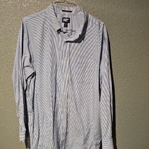 Lands' End Men's Classic Blue and White Striped Shirt